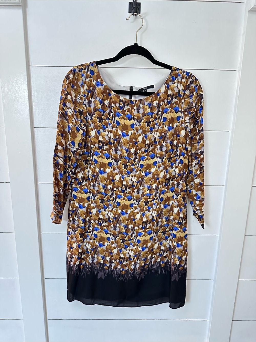 Tibi 8 Silk Print Midi Dress Abstract Floral Sheath Career Cocktail career chic - Picture 2 of 13
